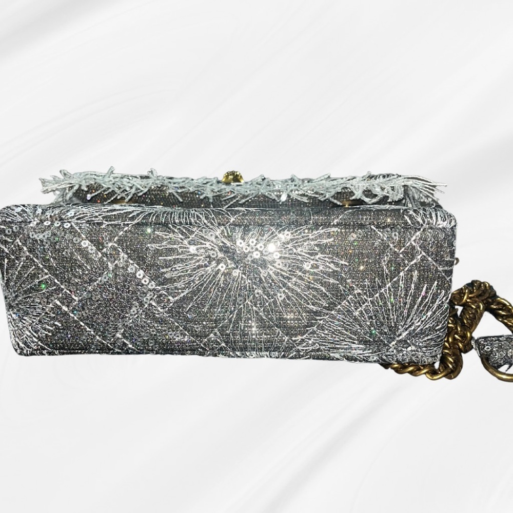 Kurt Geiger Silver Embellished Chain Shoulder Bag - Picture 14 of 15